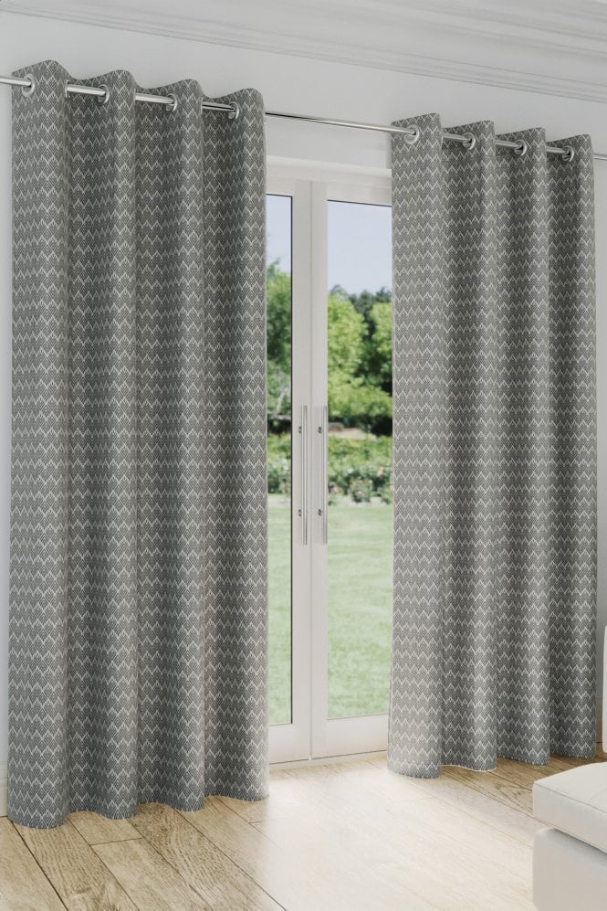 Enhanced Living Aspen Chevron Leaf Pattern Thermal Room Darkening Readymade Curtain
