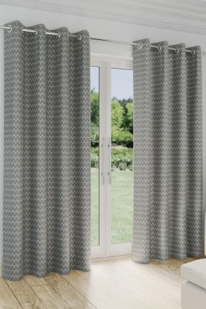 Aspen Chevron Leaf Pattern Thermal Room Darkening Readymade Curtain
