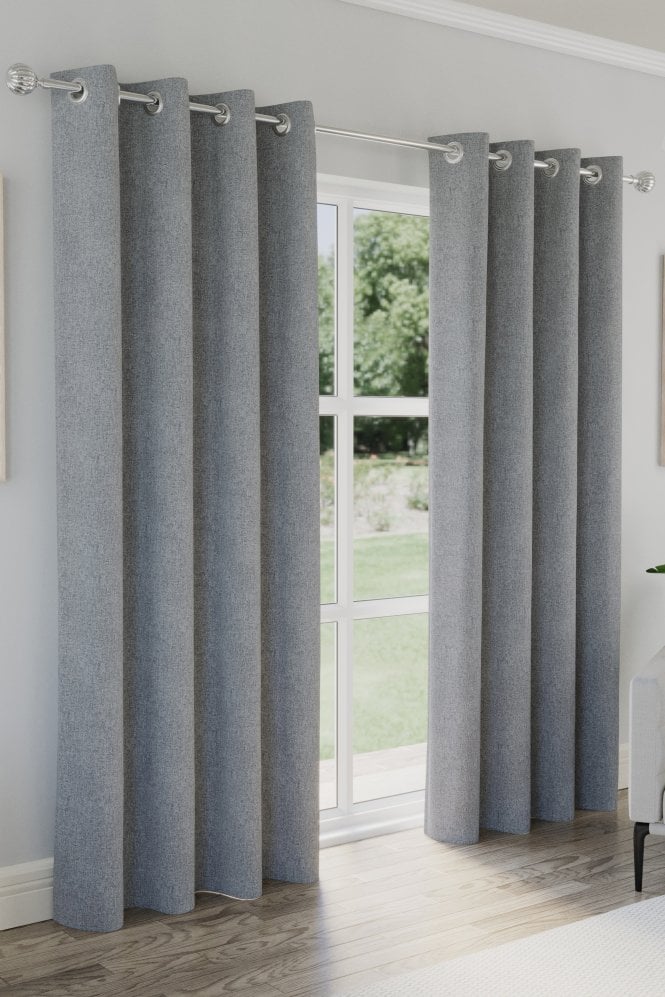 Enhanced Living Austin 100% Blackout Textured Linen Look Readymade Eyelet Curtains