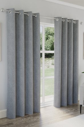 Austin 100% Blackout Textured Linen Look Readymade Eyelet Curtains