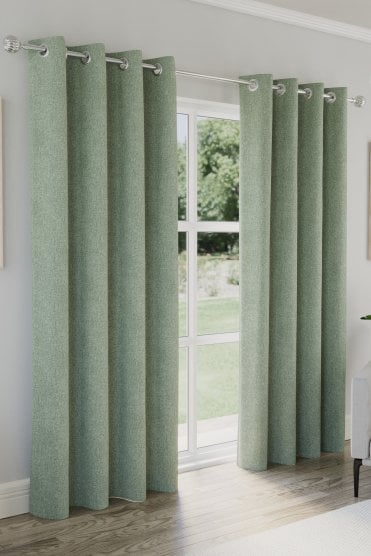 Austin 100% Blackout Textured Linen Look Readymade Eyelet Curtains