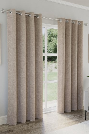 Austin 100% Blackout Textured Linen Look Readymade Eyelet Curtains