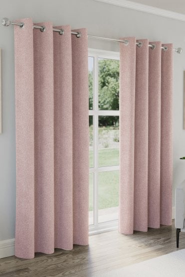 Austin 100% Blackout Textured Linen Look Readymade Eyelet Curtains
