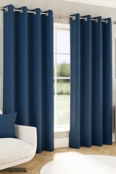 Chester 100% Blackout Herringbone Jacquard Readymade Eyelet Curtains