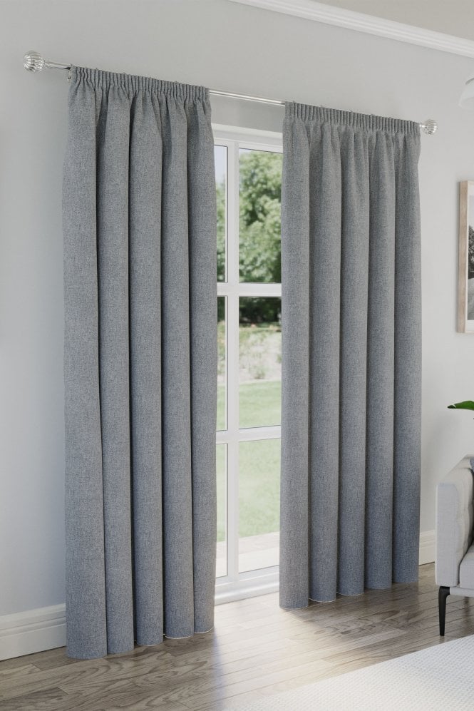 Enhanced Living Dallas 100% Blackout Textured Linen Look Readymade Pencil Pleat Curtains