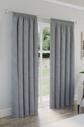 Dallas 100% Blackout Textured Linen Look Readymade Pencil Pleat Curtains