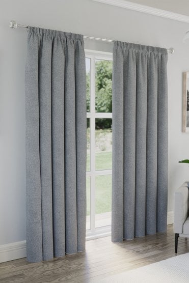 Dallas 100% Blackout Textured Linen Look Readymade Pencil Pleat Curtains