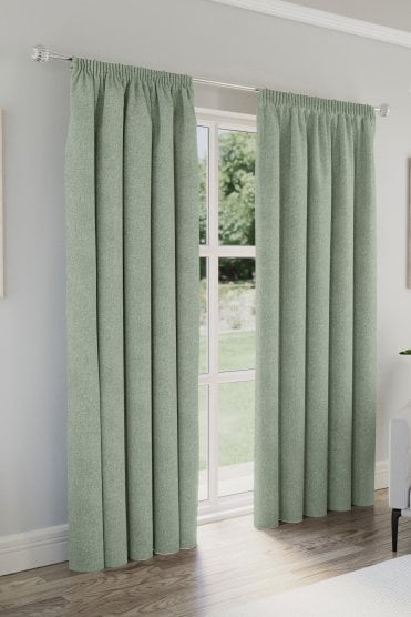 Dallas 100% Blackout Textured Linen Look Readymade Pencil Pleat Curtains