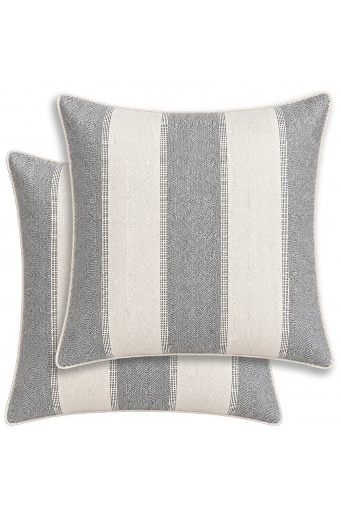 Enhanced Living Henley Woven Stripe Pair of Cushion Covers - 43x43cm - Cases Only