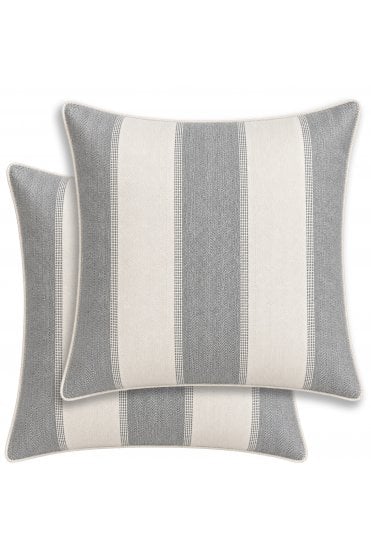 Henley Woven Stripe Pair of Cushion Covers - 43x43cm - Cases Only