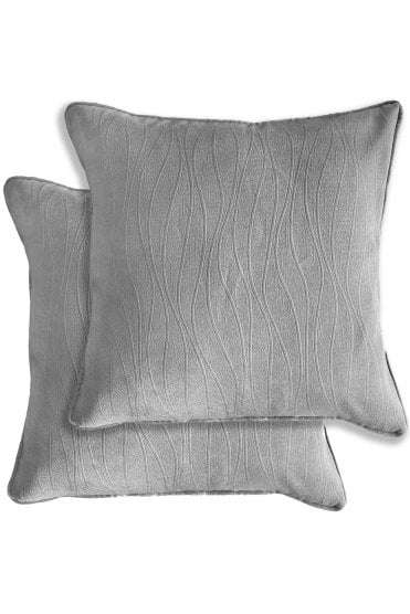 Pair of Goodwood Textured Wave Pattern Cushion Covers - 43x43cm - Cases Only