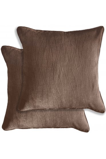 Pair of Goodwood Textured Wave Pattern Cushion Covers - 43x43cm - Cases Only