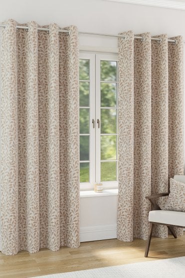Sherwood Jacquard Leaf Design 100% Blackout Curtain