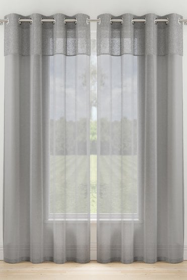 Andorra Textured Fabric Header Voile Panels (PAIR)