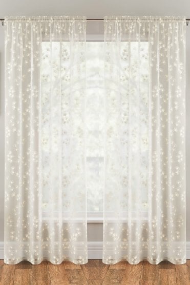 Delila Leaf Print Voile Panels (Pair)