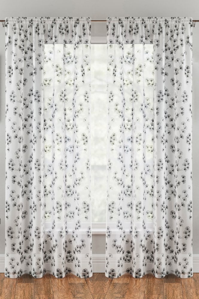 Tyrone Textiles Delila Leaf Print Voile Panels (Pair)