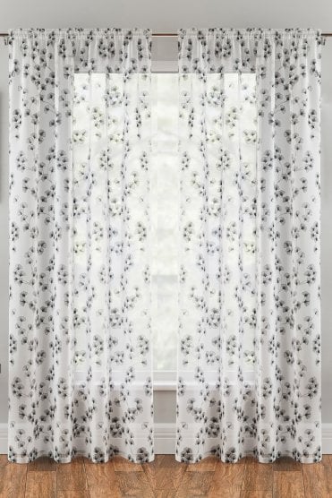 Delila Leaf Print Voile Panels (Pair)