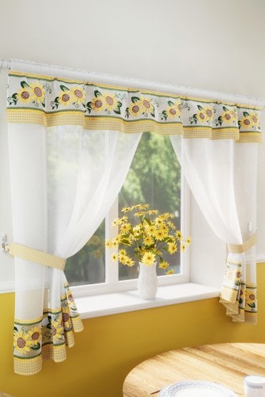 Keswick Floral Embroidered Window Set with Matching Tie Backs