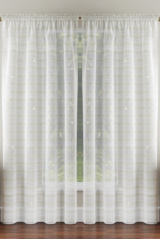 Tyrone Textiles Lima Metallic Lurex Stripe Sheer Voile Panel (Pair)
