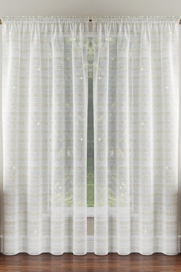 Lima Metallic Lurex Stripe Sheer Voile Panel (Pair)