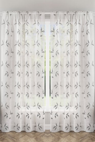Oasis Embroidered Leaf Pattern Voile Panels (PAIR)