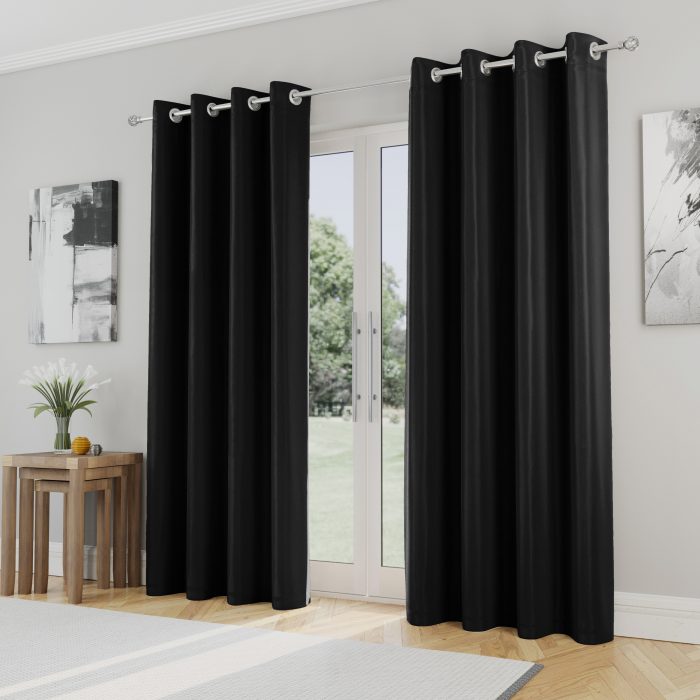 Supersoft black eyelet thermal curtain